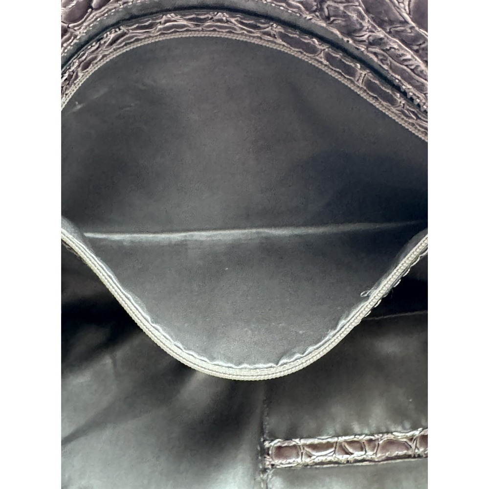 Vintage Y2K Guess Metallic Pewter Faux Croc Embossed Shoulder Bag w/ Silver HW - Picture 7 of 16